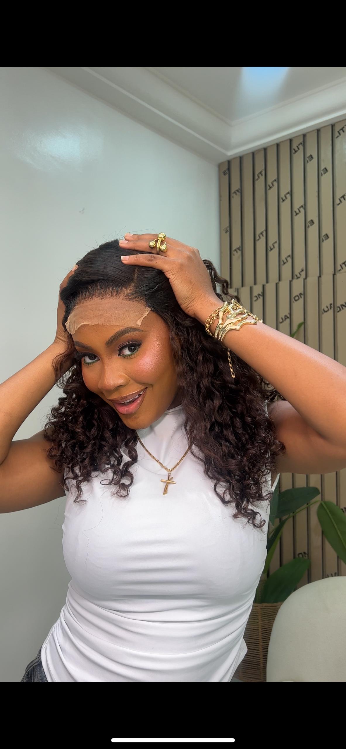 16" Funmi Brown Highlight Curly 5x5 Wig