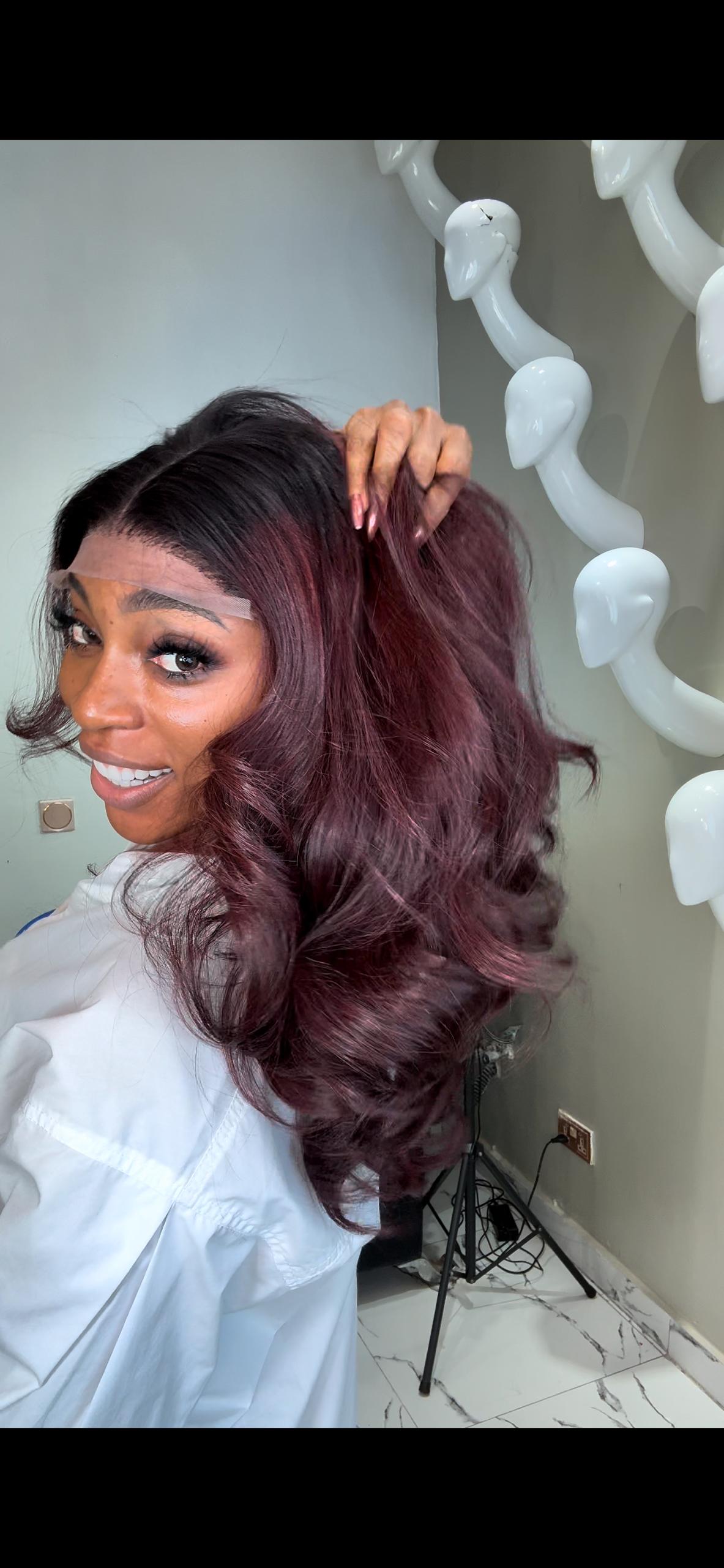 18″ Wavy Dark Burgundy 5×5