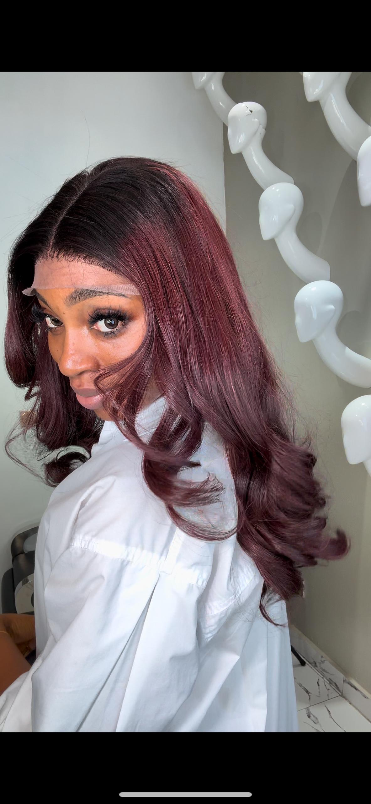 18″ Wavy Dark Burgundy 5×5