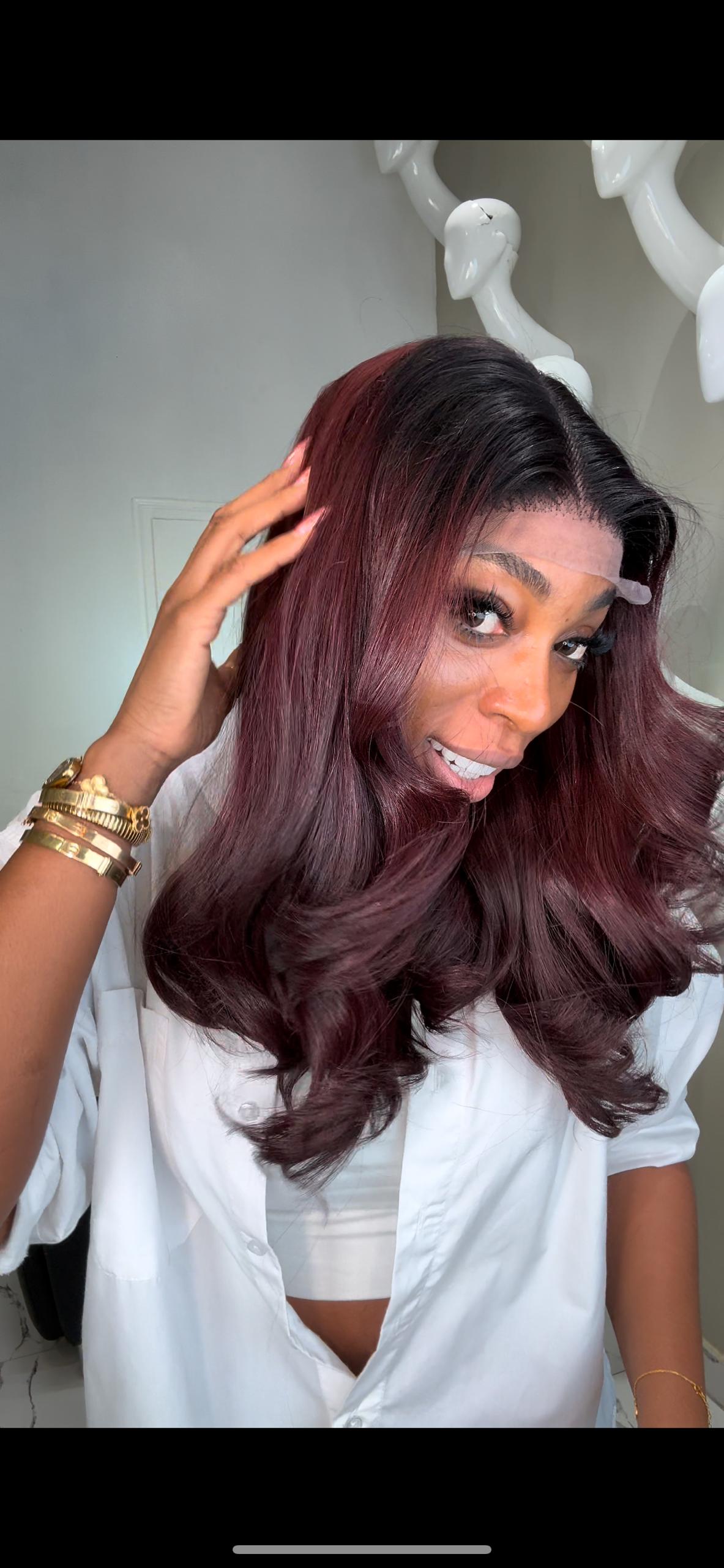 18″ Wavy Dark Burgundy 5×5