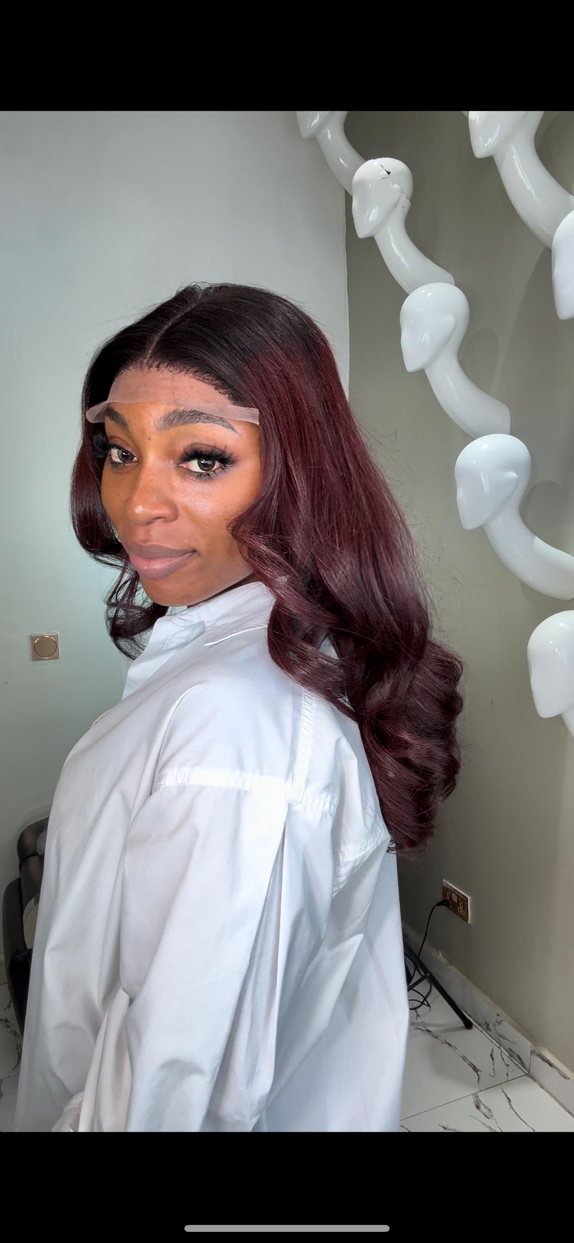 18″ Wavy Dark Burgundy 5×5