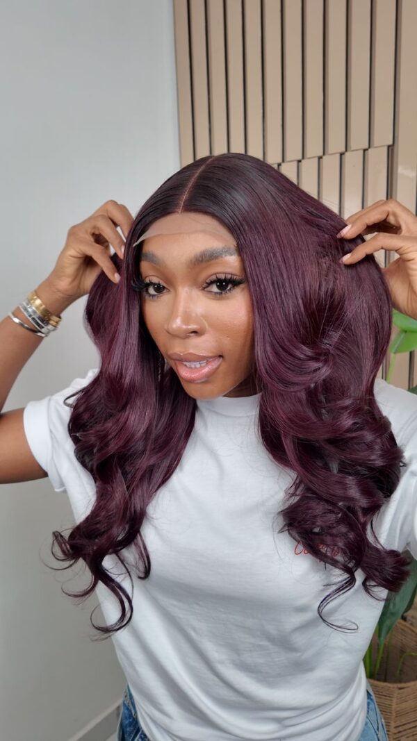 22" dark burgundy (wavy)