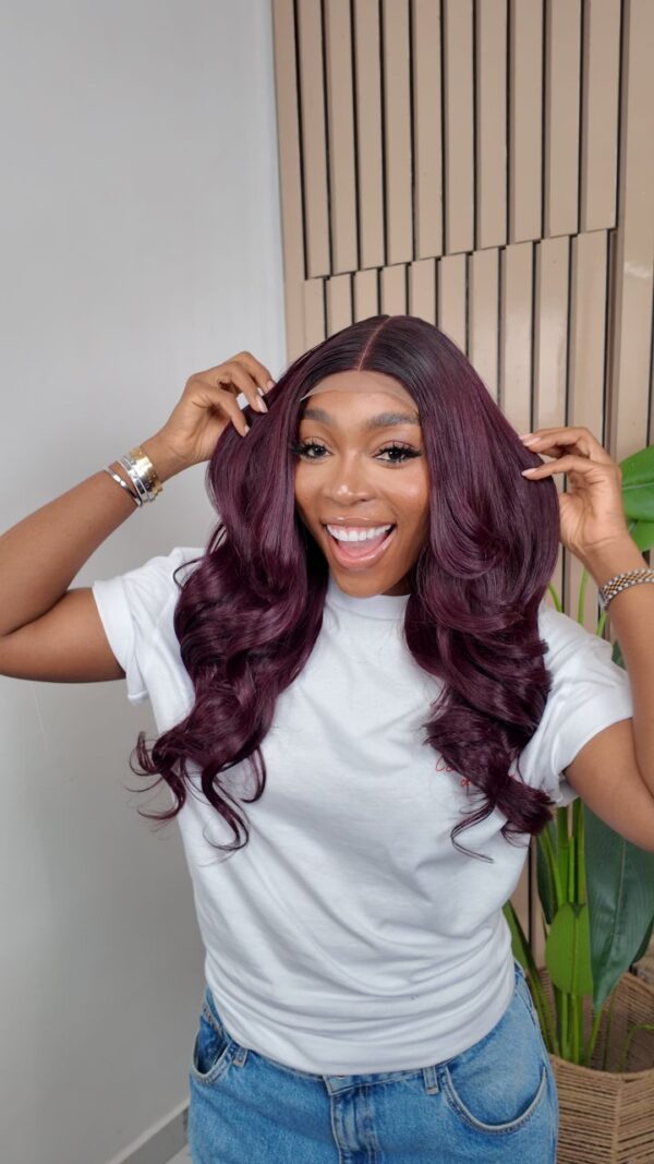 22" dark burgundy (wavy)